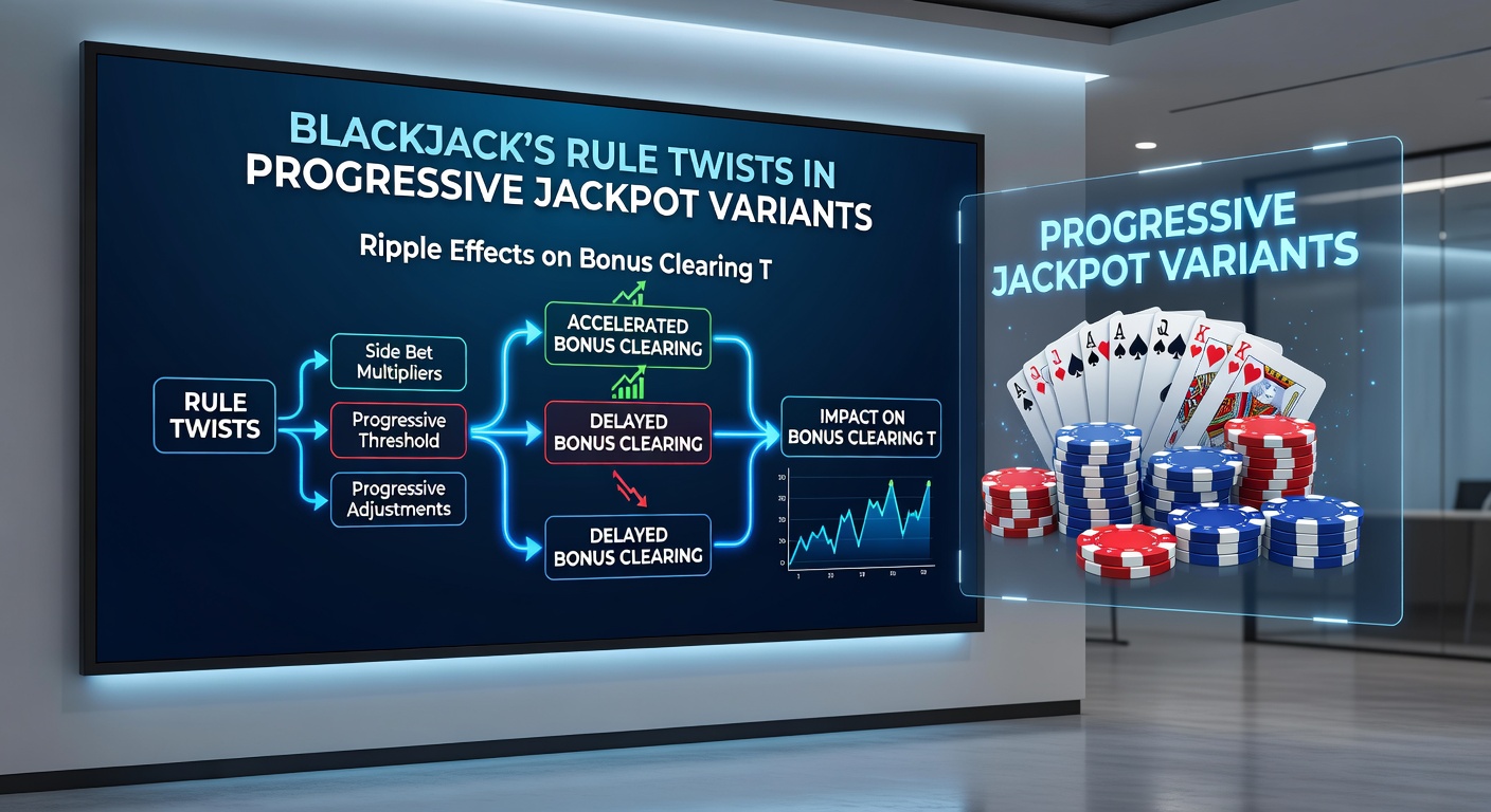 Detailansicht eines Blackjack-Spielbildschirms mit progressivem Jackpot-Zähler und Bonus-Status-Anzeige