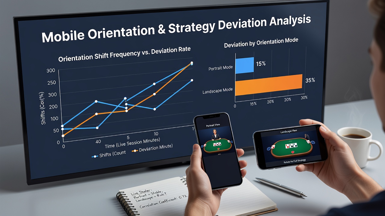 Statistische Grafik zur Korrelation von Bildschirmwechseln und Strategieabweichungen in Blackjack-Sessions